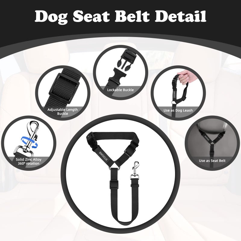 BWOGUE Pet Dog Cat Seat Belts, Car Headrest Restraint Adjustable Safety Leads Vehicle Seatbelt Harness (1 Pack) - Image 3